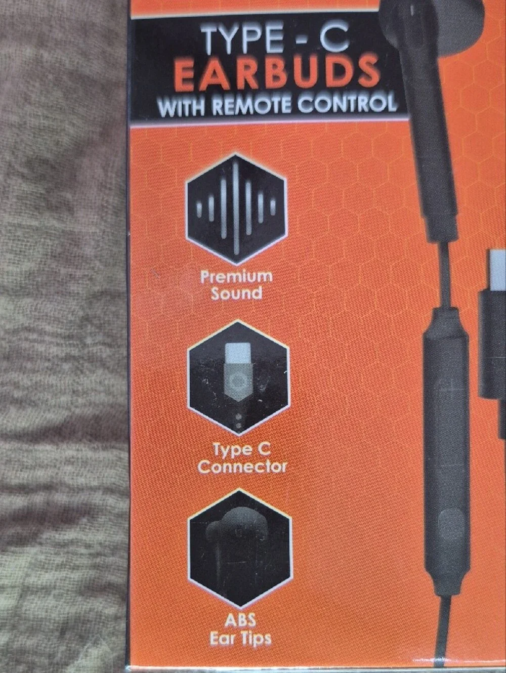 Type-C Earbuds with Remote Control - Black
